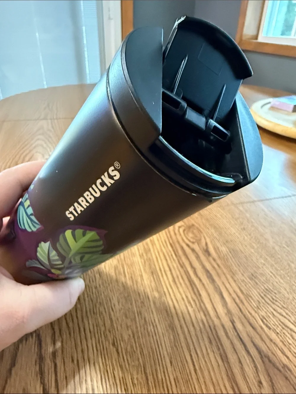 Starbucks ASL Vacuum Insulated Tumbler with Tropical Leaf Design 16oz